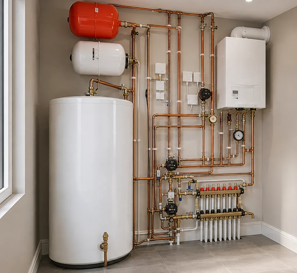Unvented hot water cylinder installation in Hornchurch