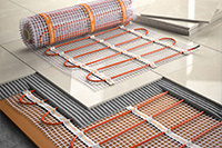 underfloor heating being installed under a tile floor